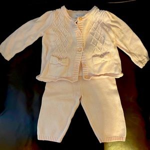Piper and Posie pink knit sweater set in 3-6 months